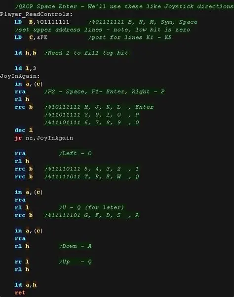 Sample Z80 machine code listing
